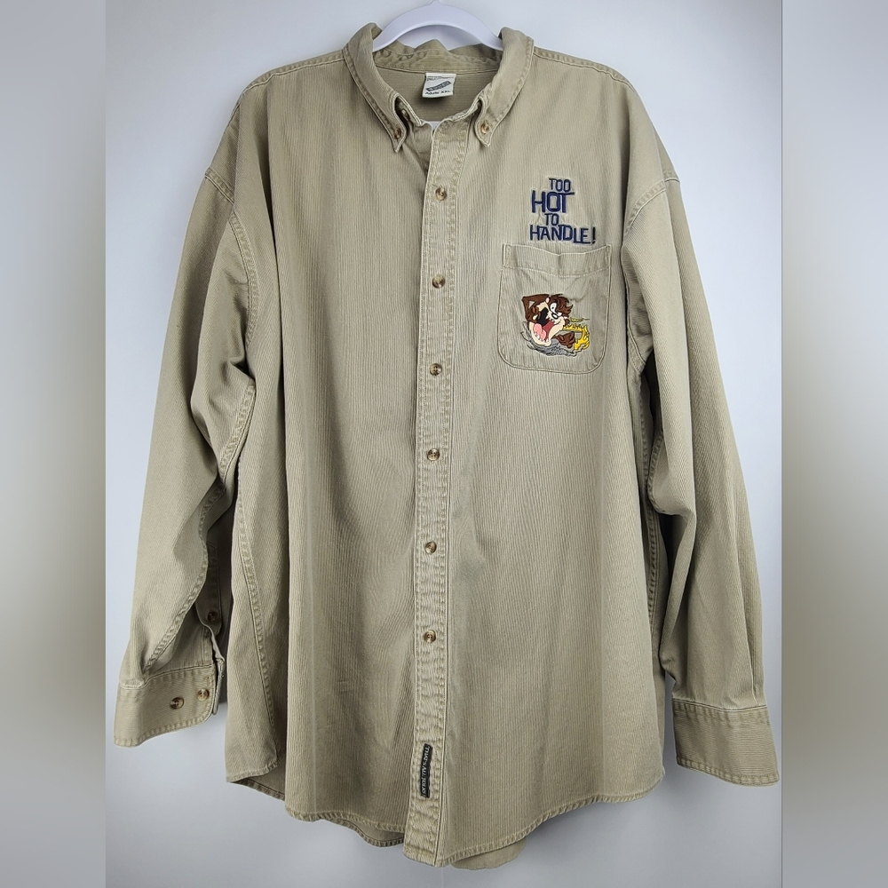 Warner Brothers Looney Tunes Taz corduroy vintage button-down shirt, sz XXL